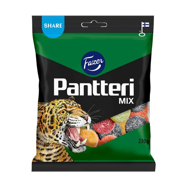 Pantteri Mix Caramellos con sabor Regaliz y Fruta 180g